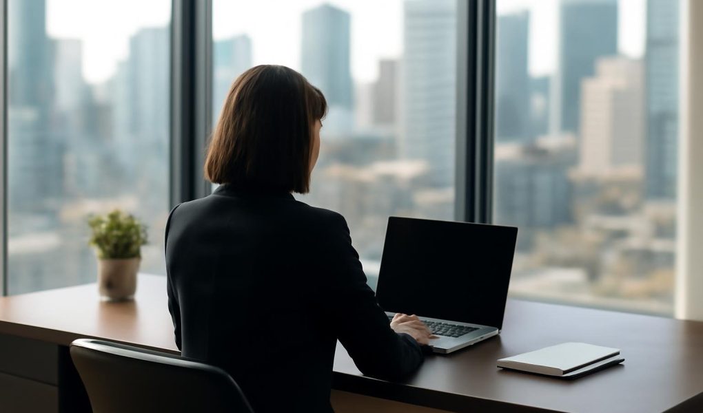 bureau-moderne-vue-ville-ordinateur