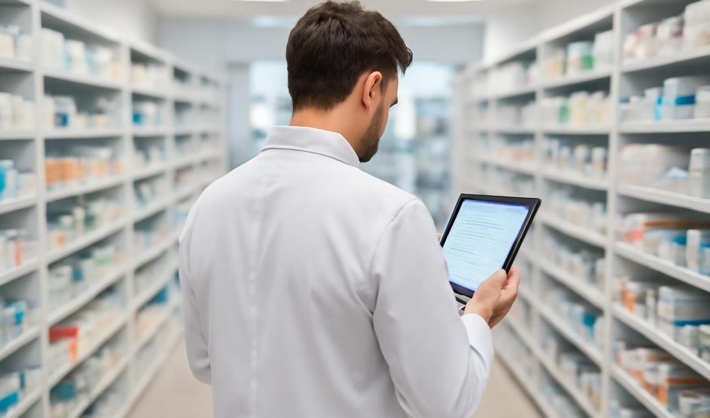 pharmacien-tablette-pharmacie-moderne-medicaments