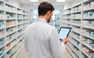 pharmacien-tablette-pharmacie-moderne-medicaments