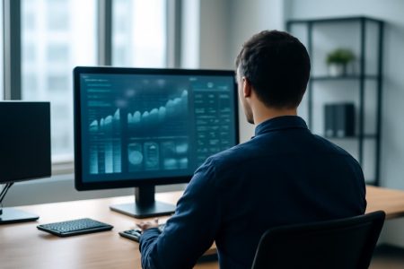 bureau-moderne-personne-tableau-techno