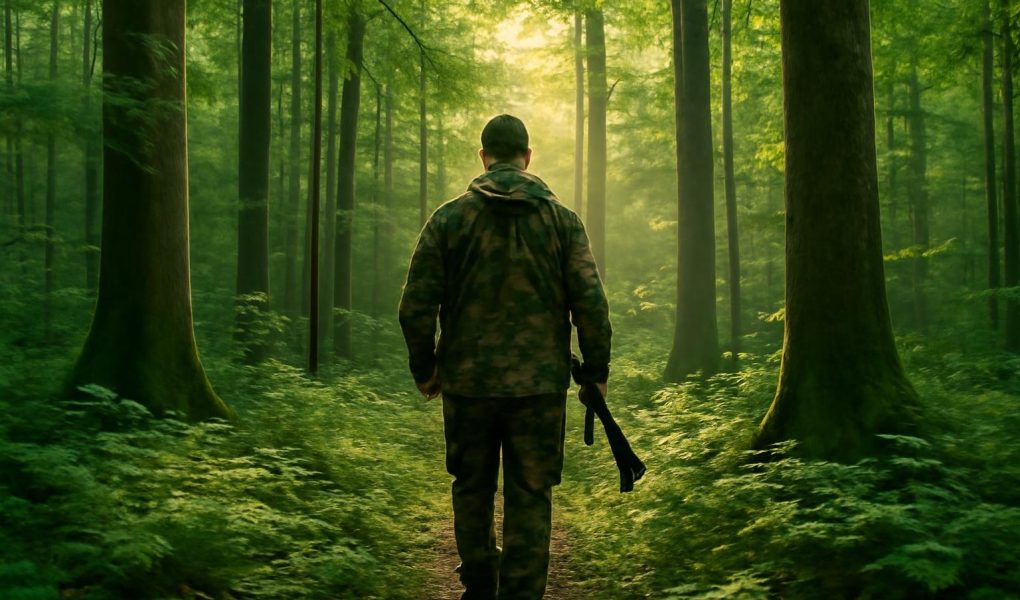 garde-chasse-camouflage-foret-verdoyante