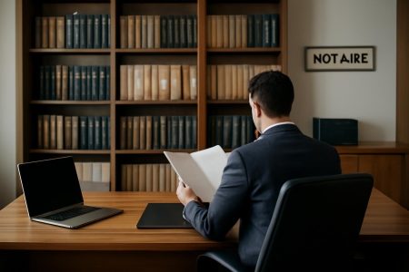 bureau-notaire-personne-etageres-documents