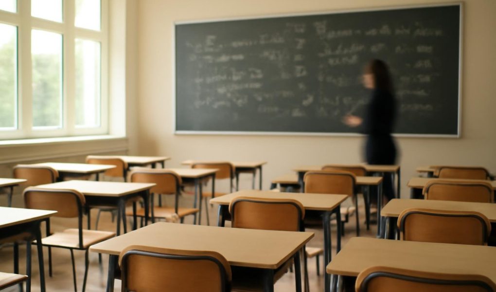 classe-vide-tableau-equations-lumiere-naturelle